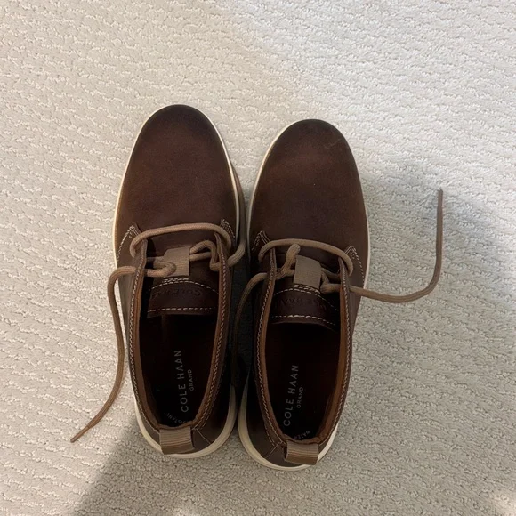 Cole Haan Dark Brown Men's Chukka Boots with Cream Sole - Picture 2 of 4
